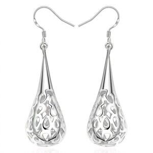 925 Sterling Silver Teardrop Earrings Ornate Women's Vtg Boho Fashion Gift